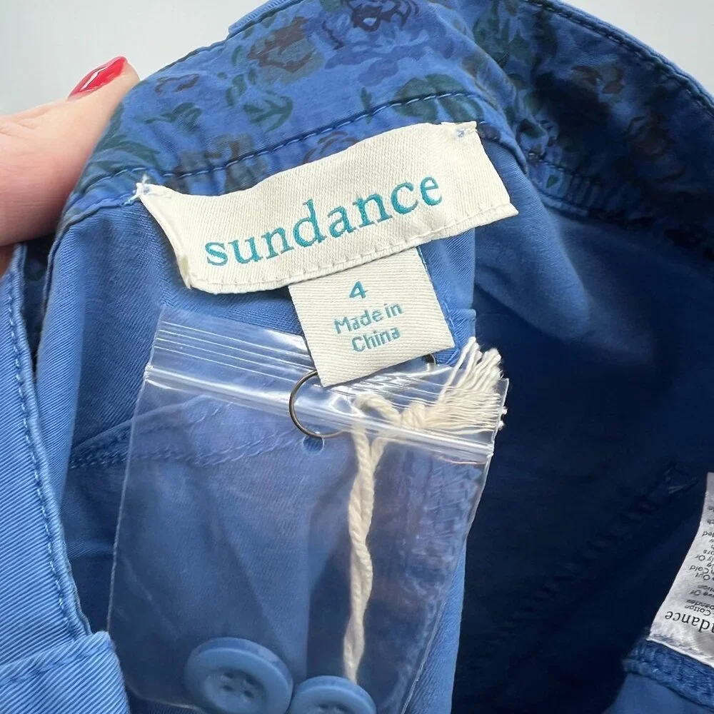 NWT Sundance Blue Cotton Straight Leg Chino Pants Women's 4 - Picture 3 of 5